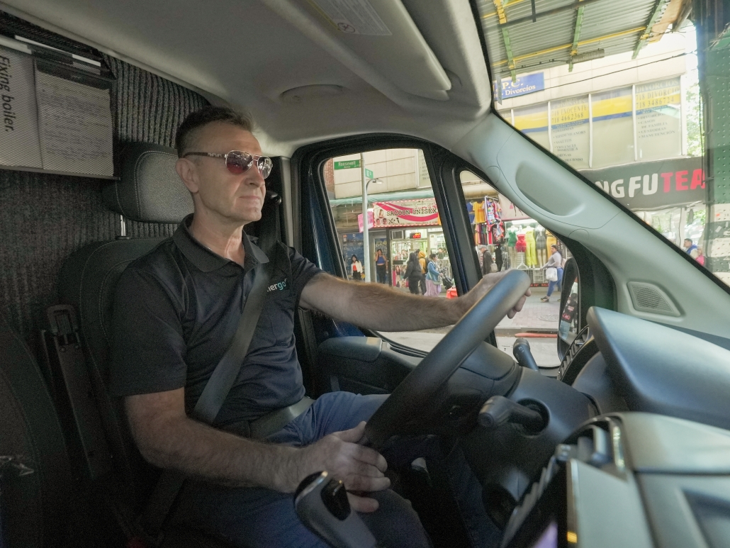 Energo employee driving van