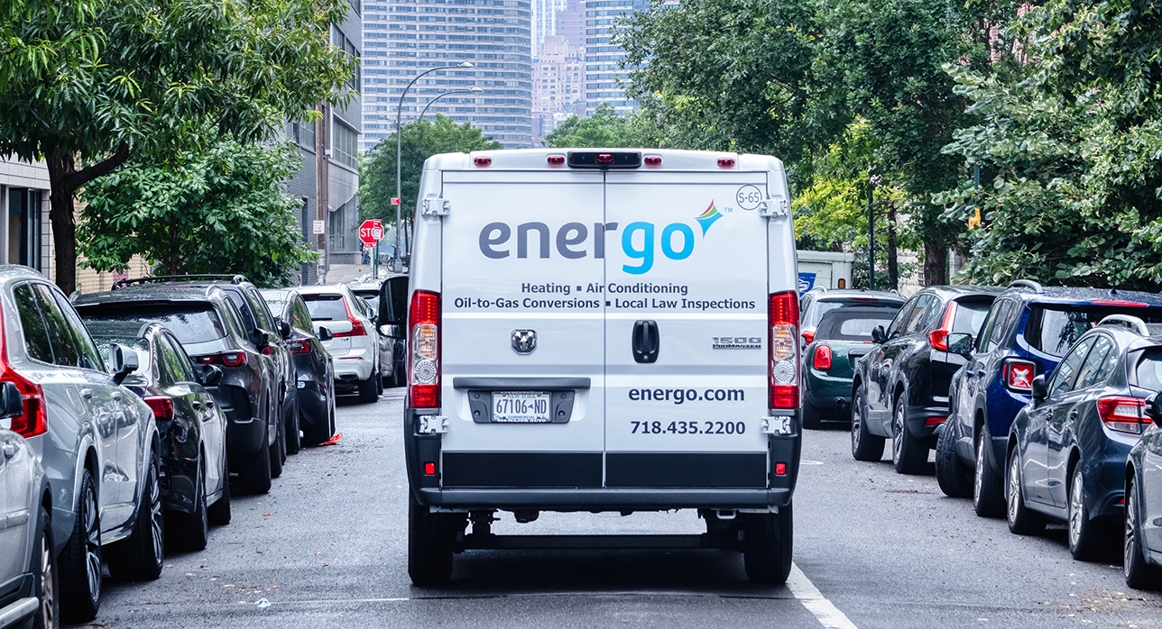 Energo service van driving through Manhattan street