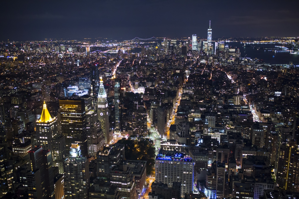 New York City aerial view at night